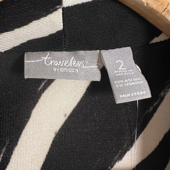 Chico’s Travelers Zebra Animal Stripe Clara Cardigan Sweater Size US 12 - Picture 6 of 7